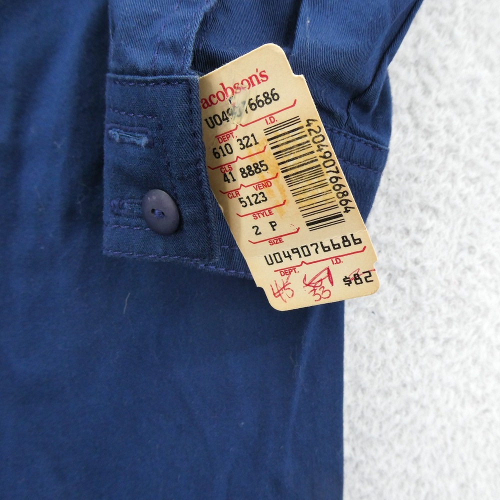 Liz Claiborne Dress Womens Size 2 Petite Vintage 1991 Navy Blue Cotton Button Up - Picture 5 of 11